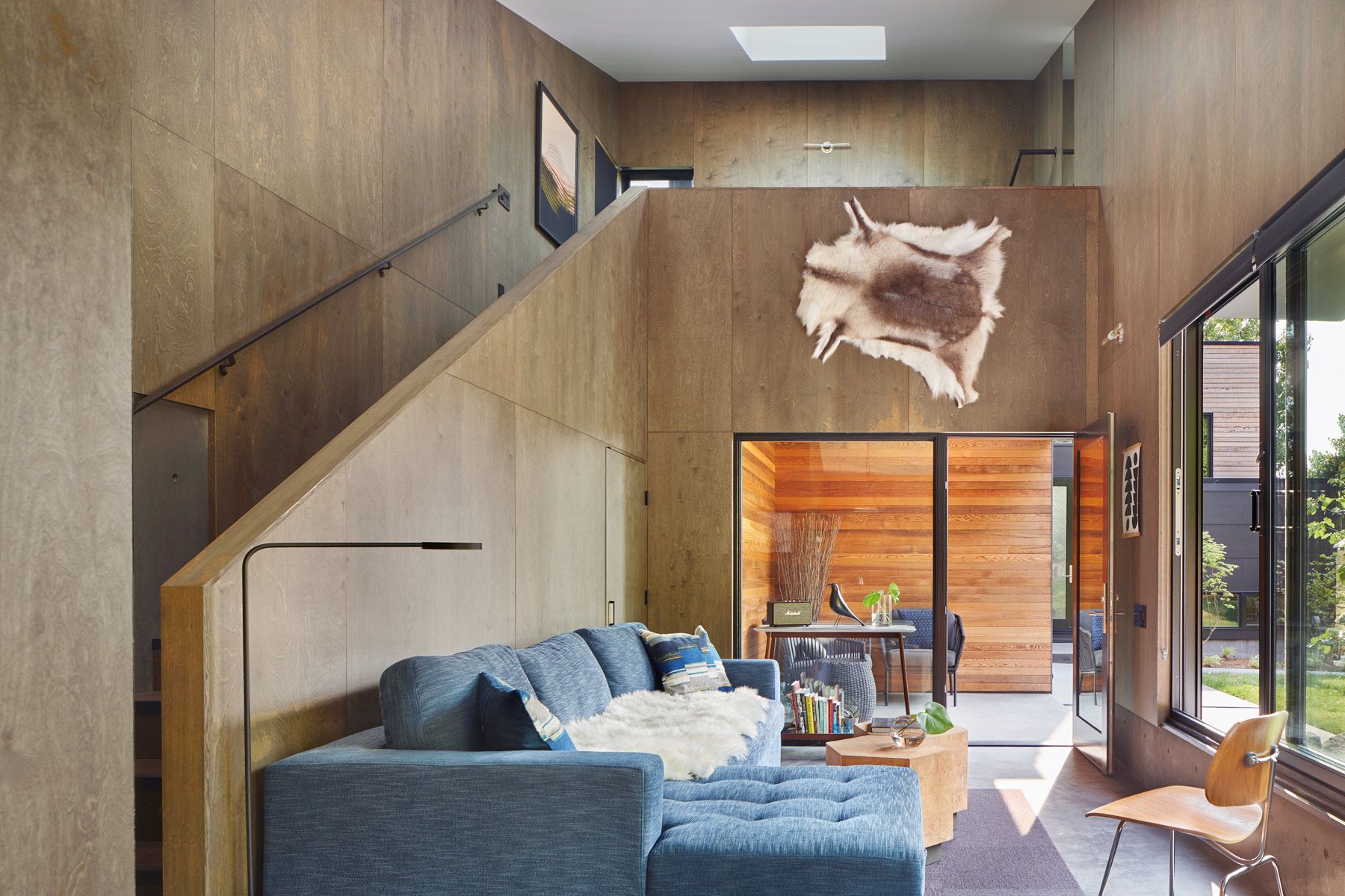 plywood, loft, living, interior, seattle architecture