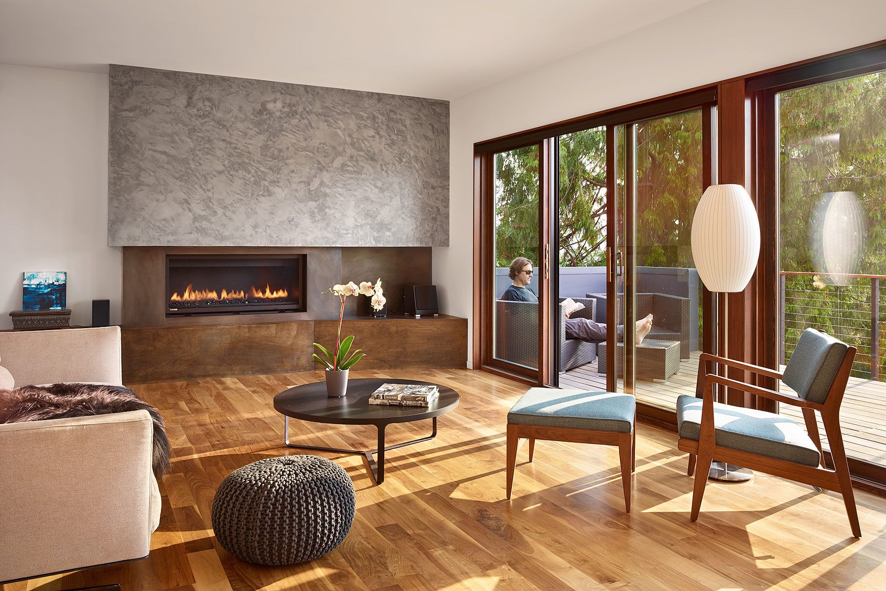 fireplace, indoor-outdoor, light, deck, interior
