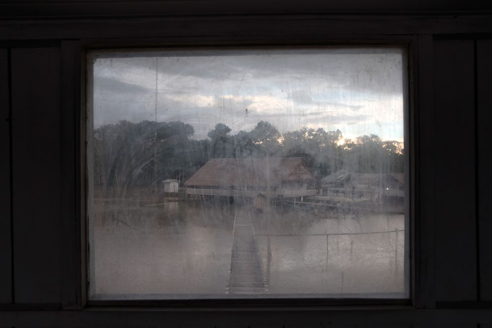 The Funai base at the entrance to the Vale do Javari. Access to the reserve is restricted to indigenous people. The base is the centre for radio communications within the reserve, it is permanently staffed and each evening the watched tower is manned in order to guard the entrance to the reserve. Amazon