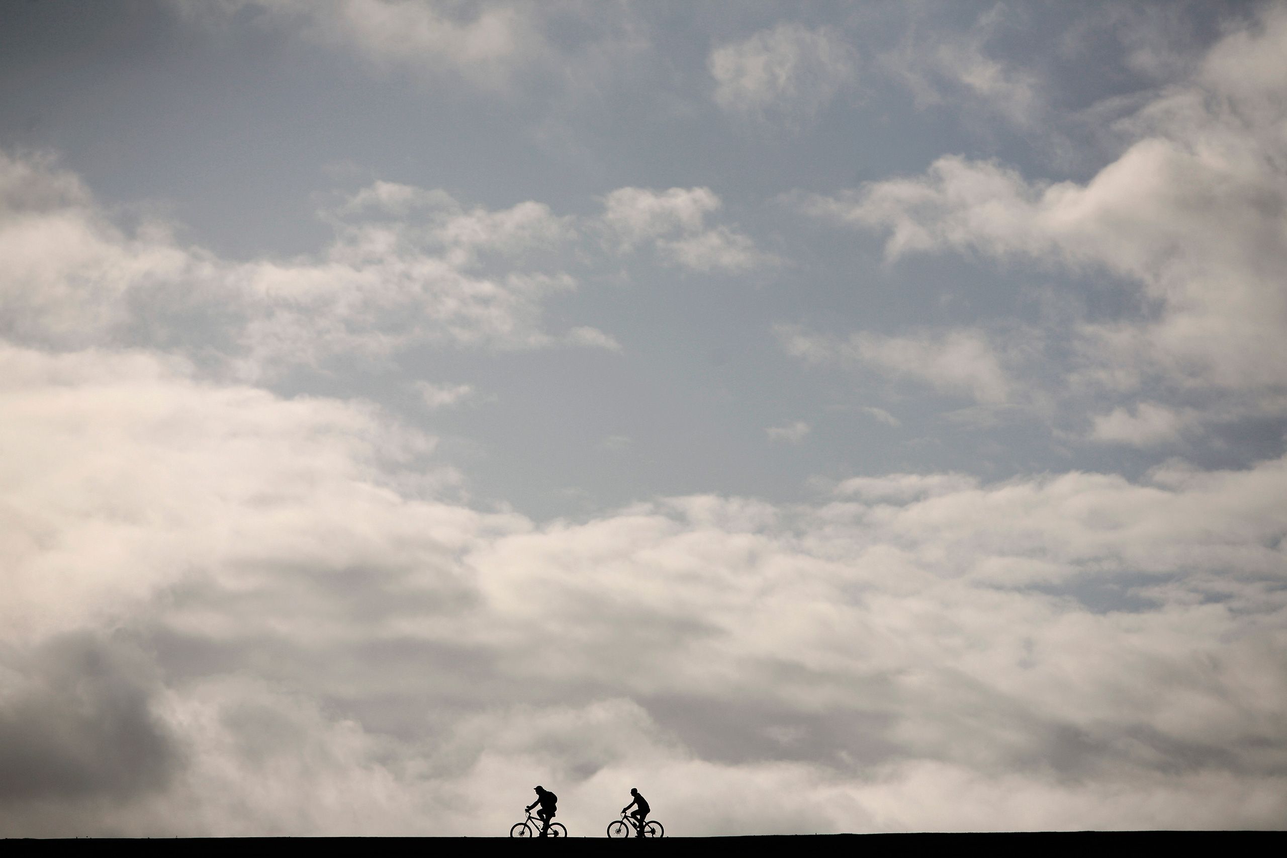 Two cyclist in Roundhay Park, Leed, UK. Cycling