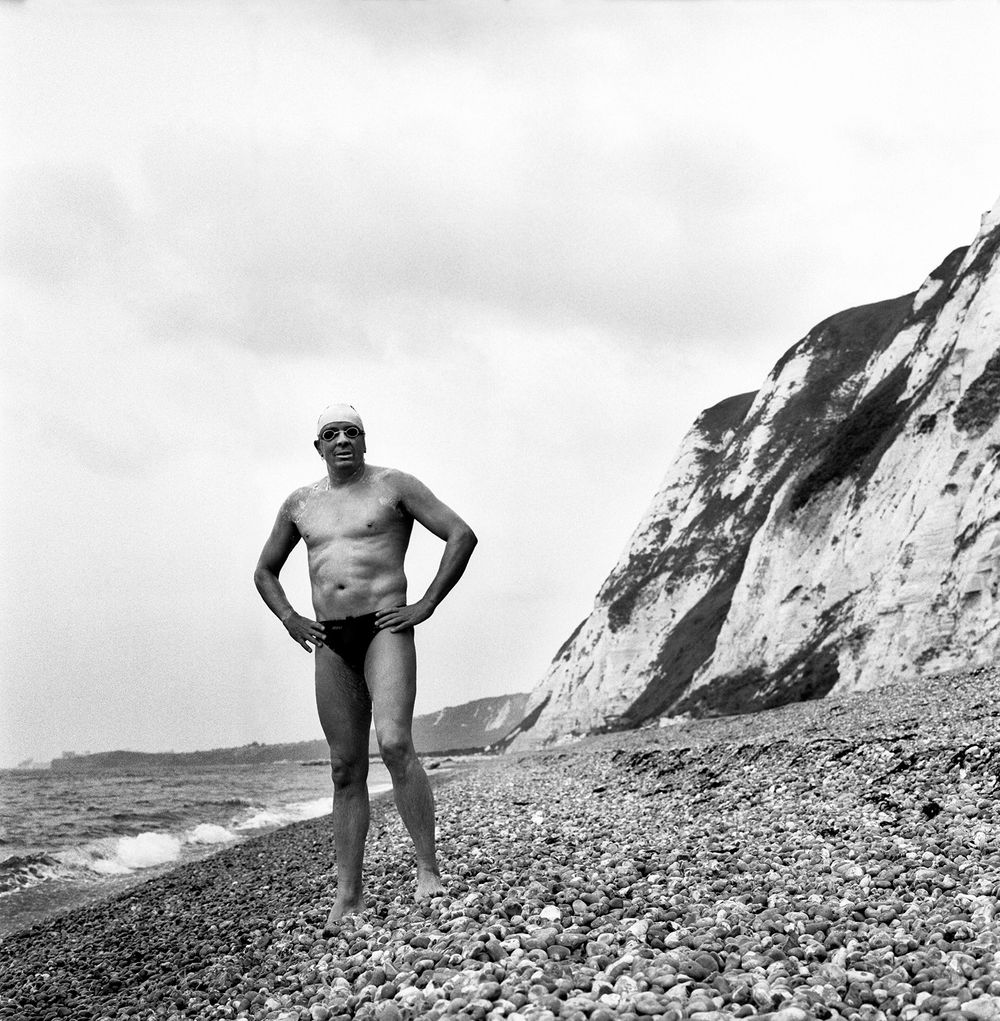 Cliff Golding moments before the start of his 2nd cross channel swim. He completed the swim in 14 hours and 37 minutes. Cross Channel Swimmers