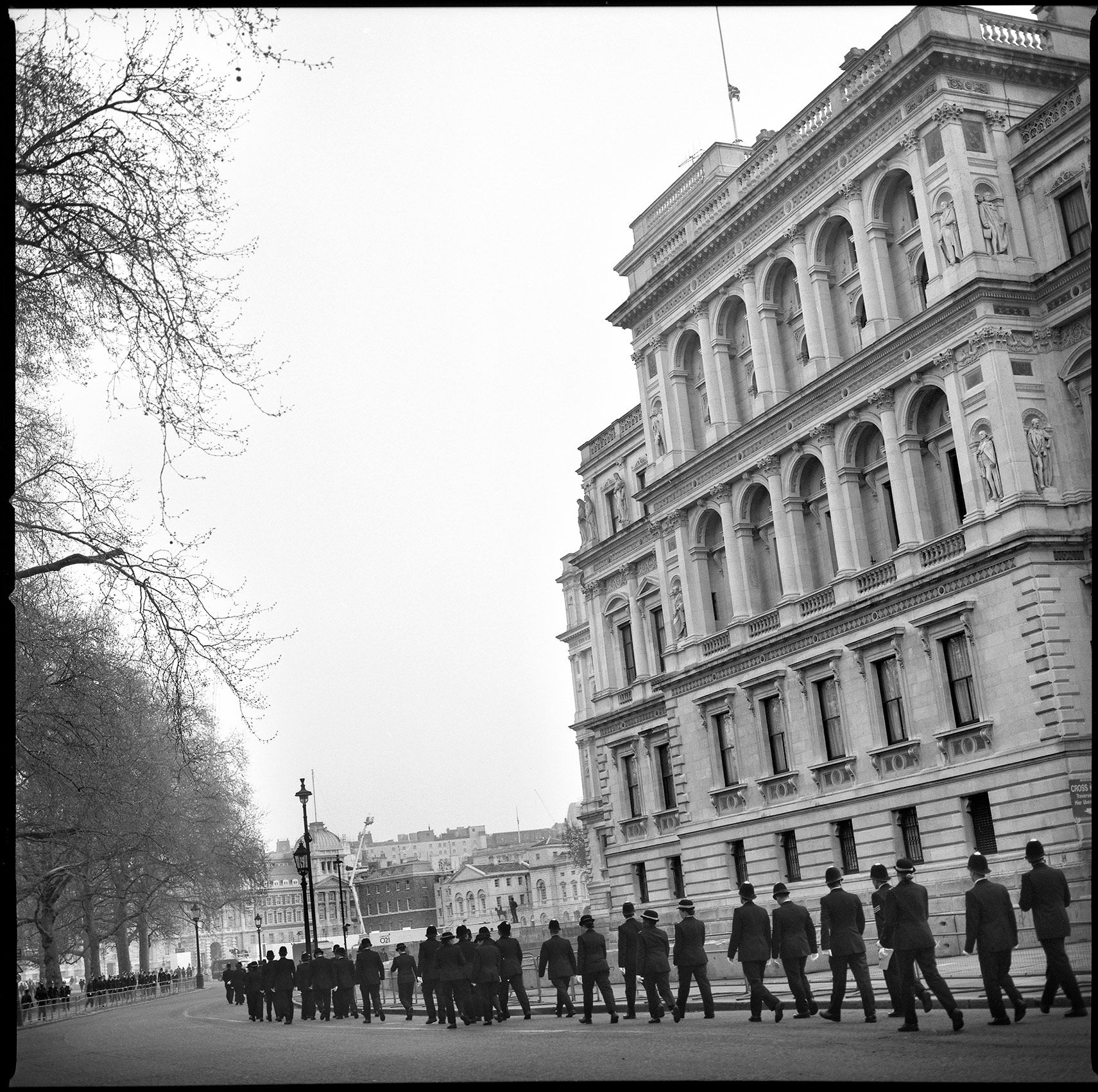 Police prepare for the State funeral of the Queen Mother. Queen Mother
