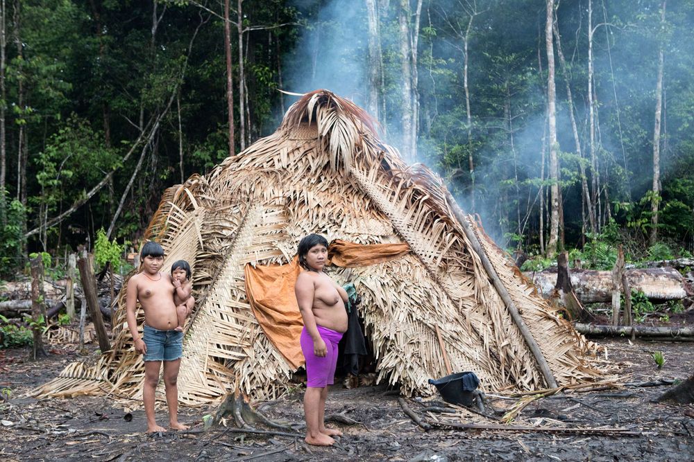 The Korubo Village alongside the Rio Itui where the Funai expedition teams stayed on the return back up the river to the FUNAI base. Amazon