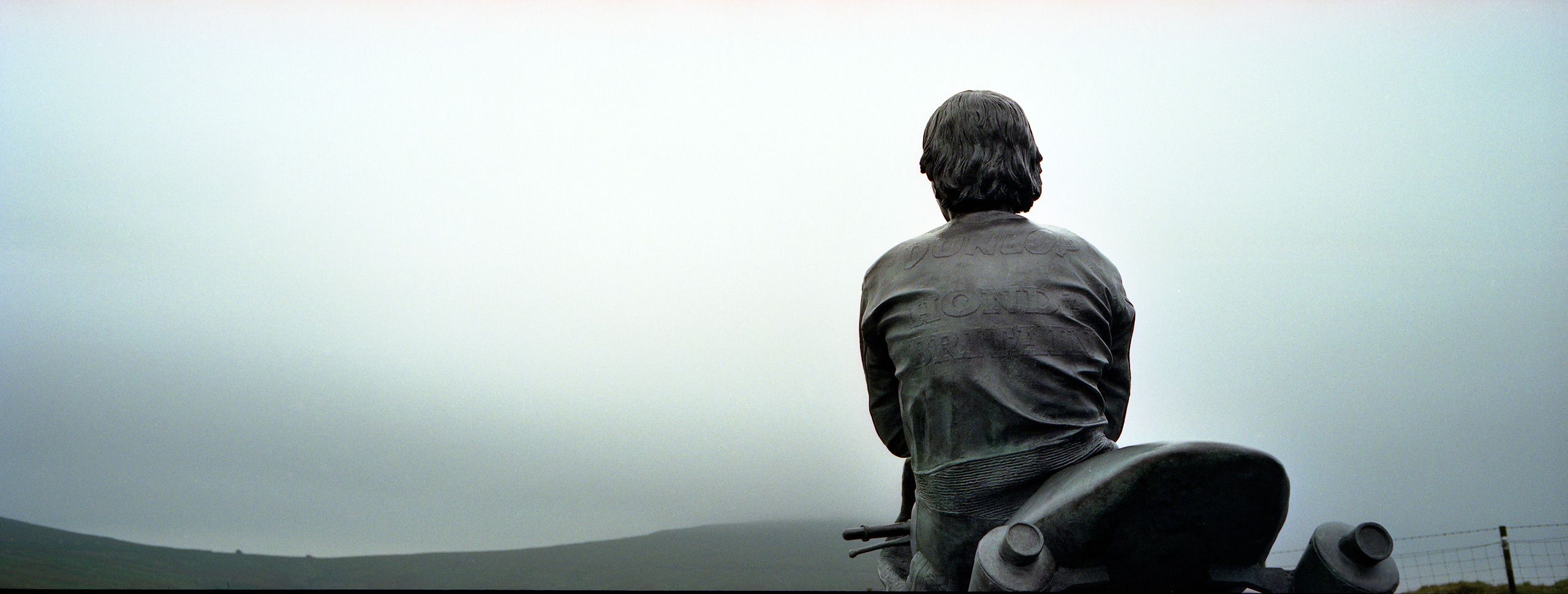 Statue of Legendary TT rider Joey Dunlop on the Isle of Mann.