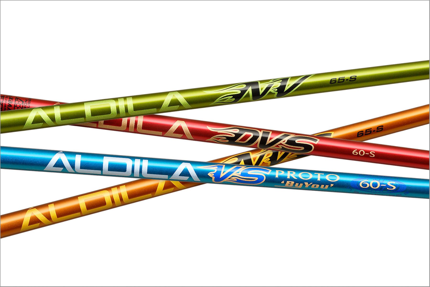Aldila Golf Shaft Group Product Shot colorful and dynamic