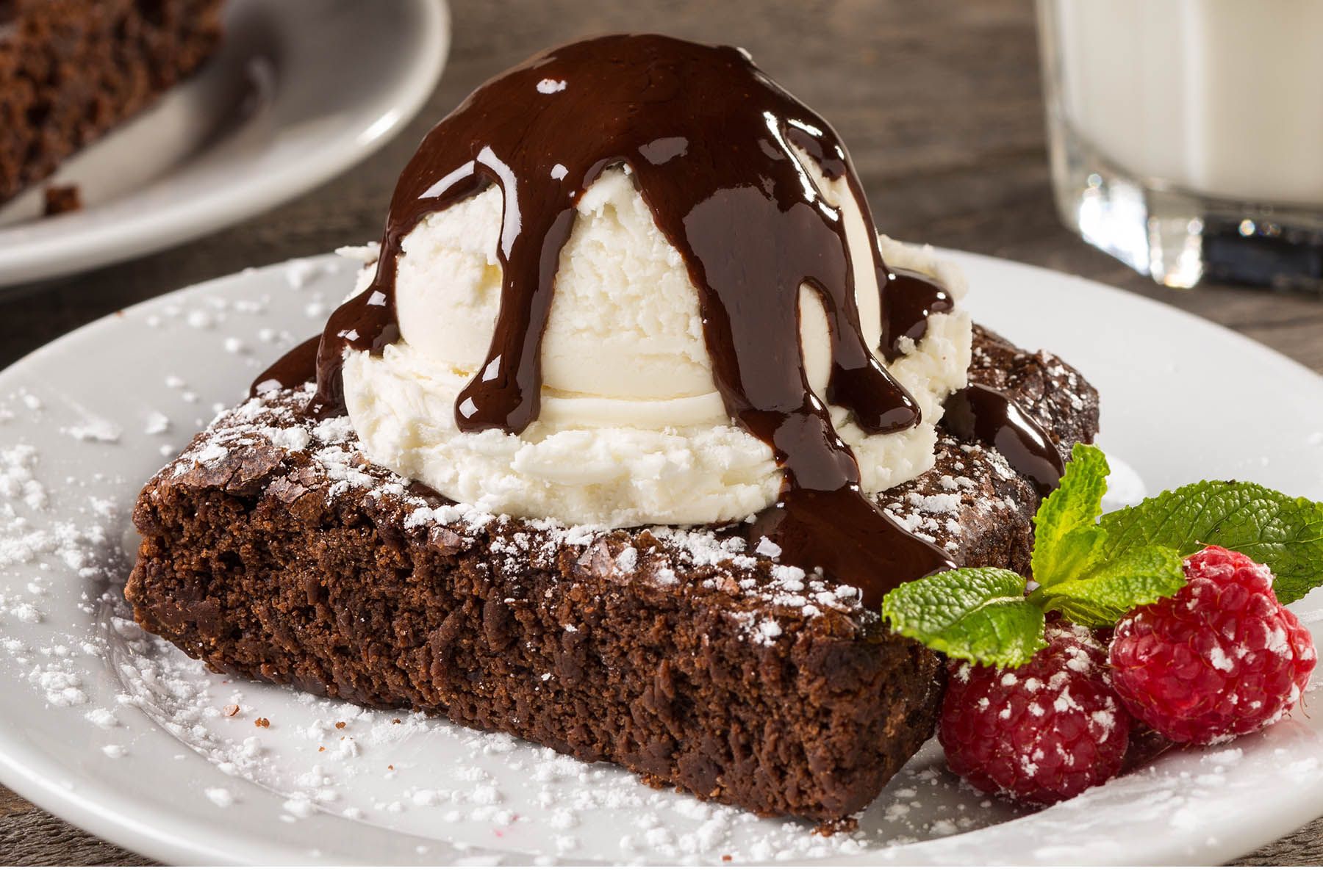 Chocolate brownie dessert shot for Oggi's restaurants