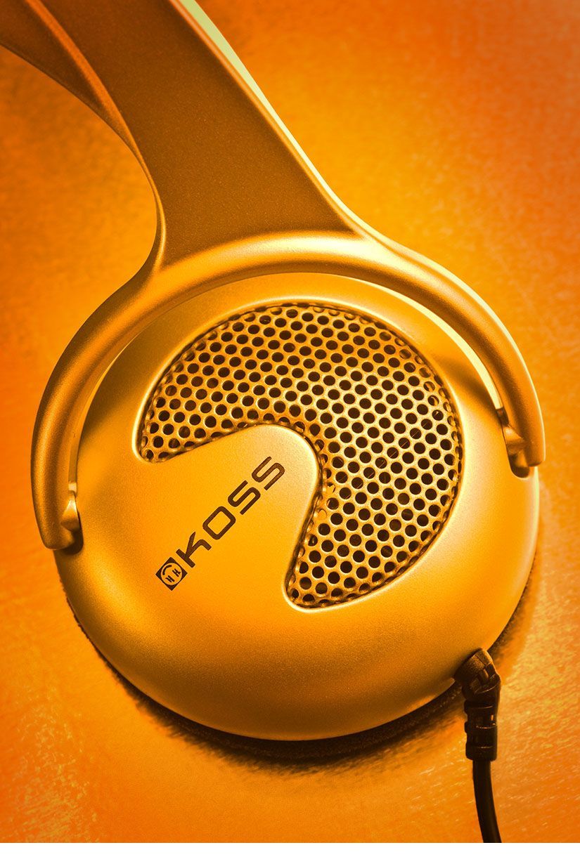 Monochromatic Koss Headphone Table Top Product Shot