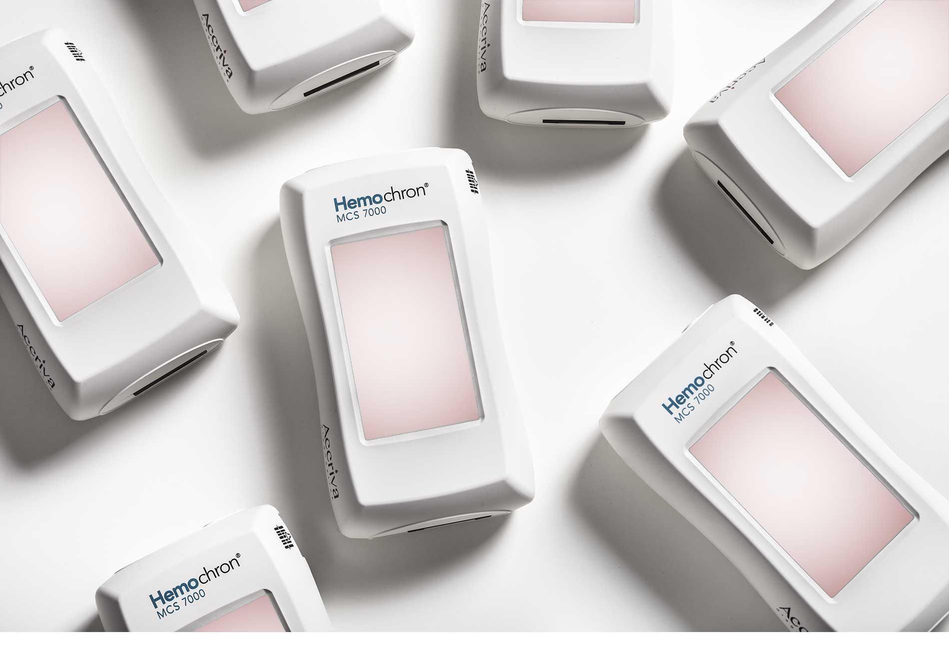 Hemochron MCS 7000 medical devices on white background