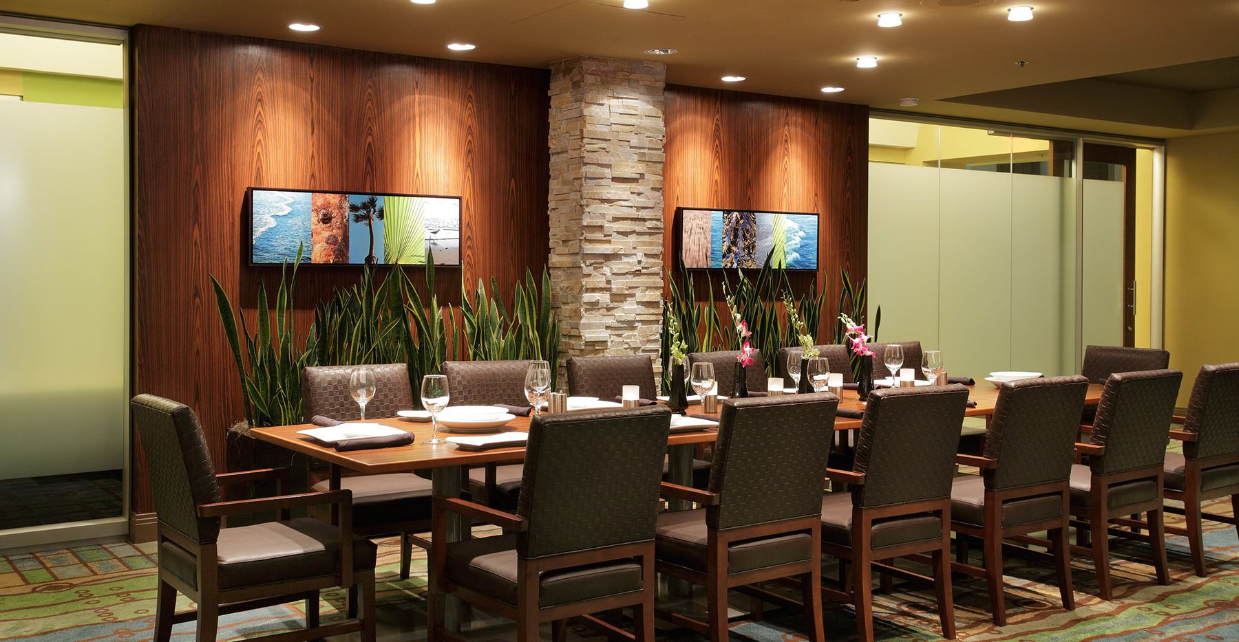 Upscale restaurant private dining room interior