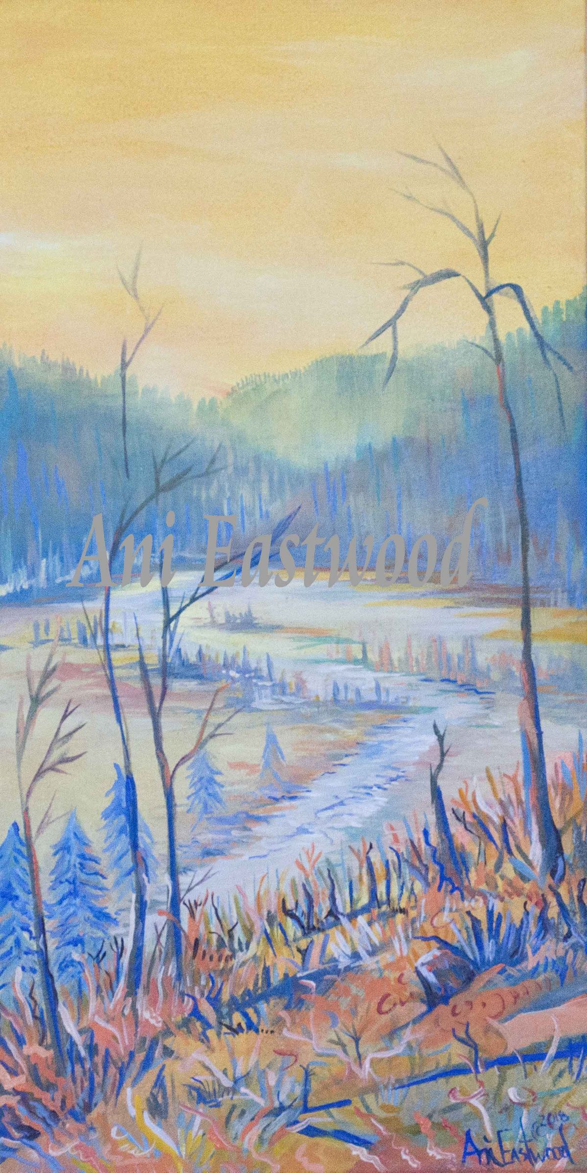 Original Oil on Canvas $700 dimensions 10"x20"  Limited Edition Canvas Giclee on handmade frame $240 Also Available in Fine Art Paper Giclee 10"x20" $60 "Down the Valley"