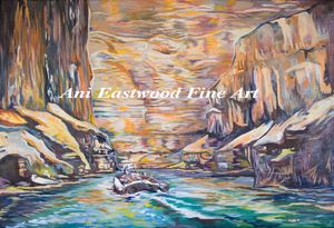 Original Oil on Canvas $1800 dimensions 17"x20", Limited Edition Canvas Reproduction $350-$450, Please contact for size options. Fine Art paper giclee 16"x20 " $90.00 "Motor Rig in Marble Canyon"