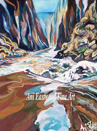 Original Oil SOLD $900 to collector 2011, Original size 15""x26" on canvas "Horn Creek Rapid" 2009