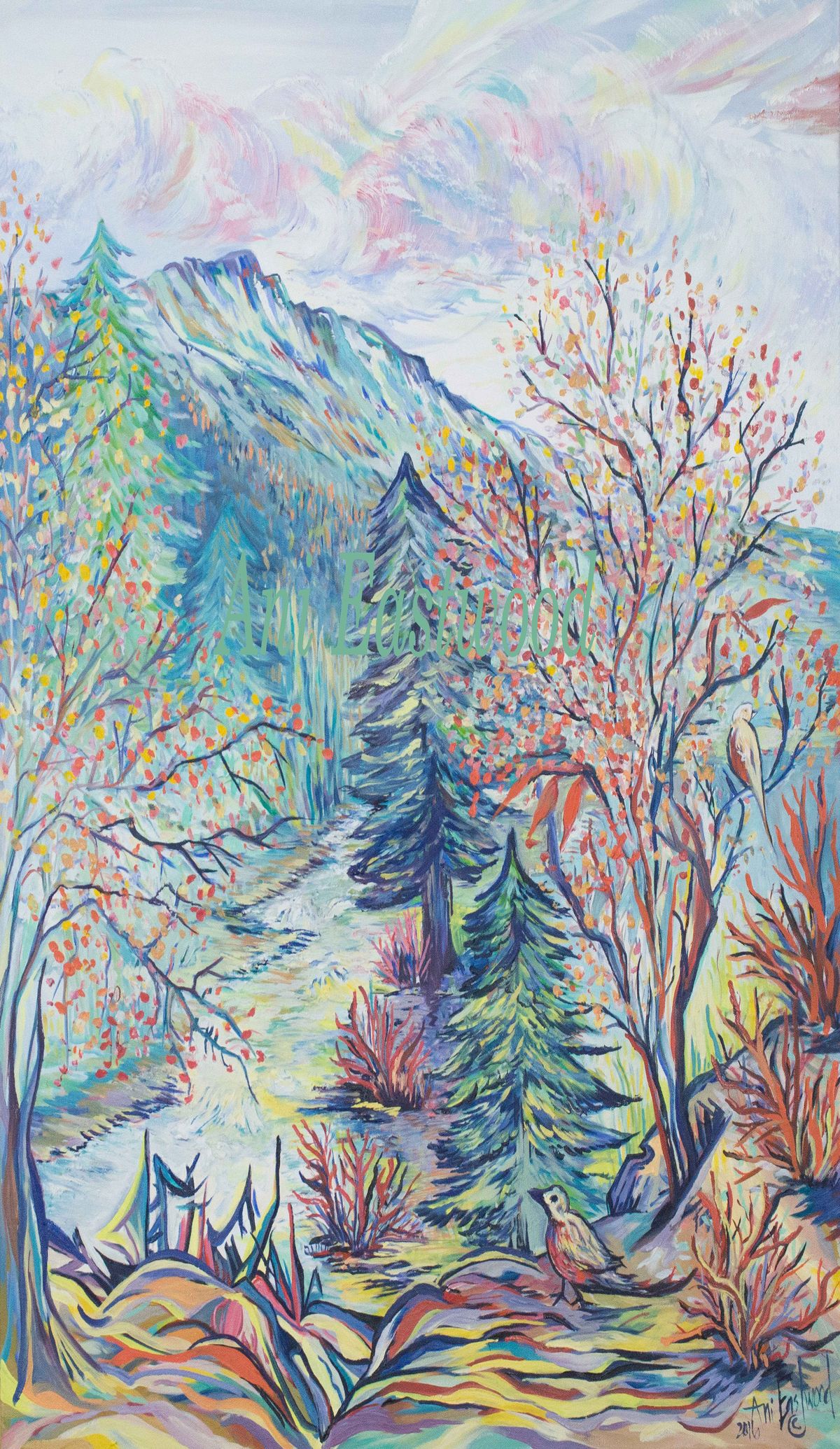 Kooteni Creek Montana, Service Berries Montana, Montana Artist, Montana Painter "Kooteni Creek, Montana"