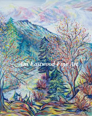 Original Oil on Canvas $2200/20"x30", Limited Edition Canvas Reproduction $250-$350 Please contact for size options, Also Available: Fine Art Paper Giclee 18x24, $90 9"x12" $35 "Service Berries up Kootenai Creek, Montana"
