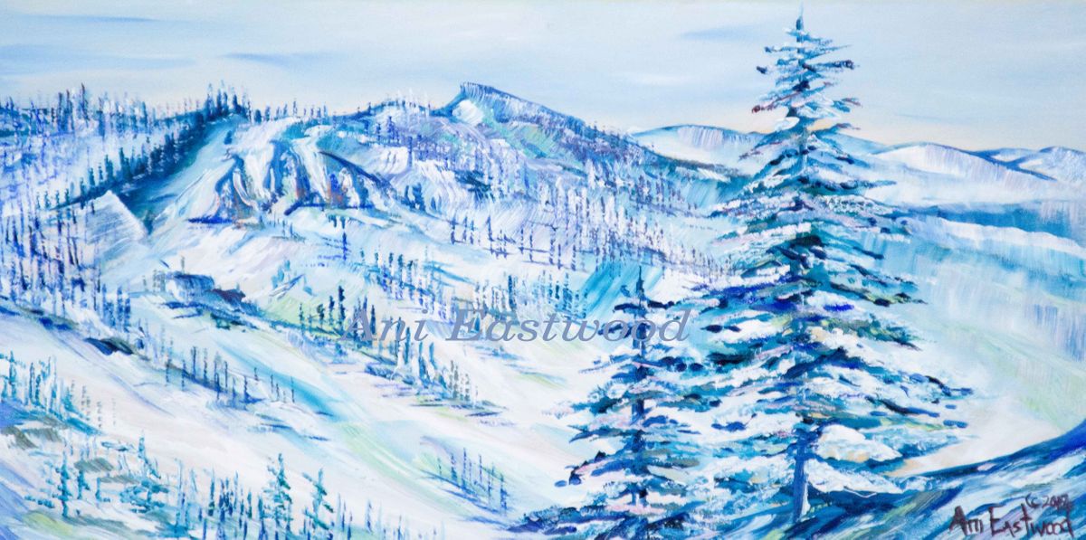 "Missoula Montana Snowbowl" Oil on Wood 5"x12" Original Sold for $350, Canvase Reproduction $150, Paper $35 "Missoula Montana Snowbowl" 2017