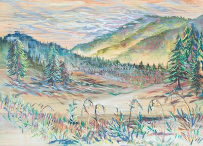 Oil on Pine, 8"x14" $260 Rattlesnake Trailhead Montana