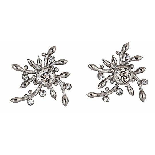 18k white gold, diamonds, posts CONSTELLATION EARRINGS