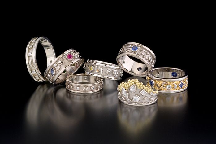custom made in 18k white gold, platinum, 18k yellow gold, ruby, sapphire, colored and white diamonds VS/F. PASSION RING COLLECTION