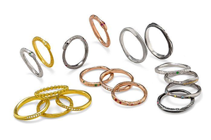 18k yellow, rose and white gold and sterling silver JOURNEY RINGS - various styles