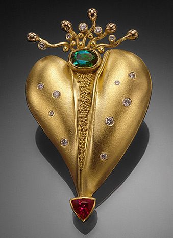 HEART BROOCH / PENDANT "GROWTH", large