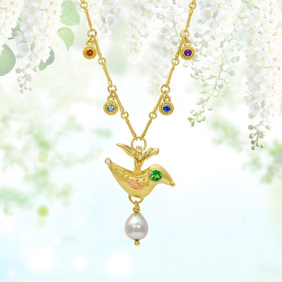 BIRD NECKLACE WITH DANGLES