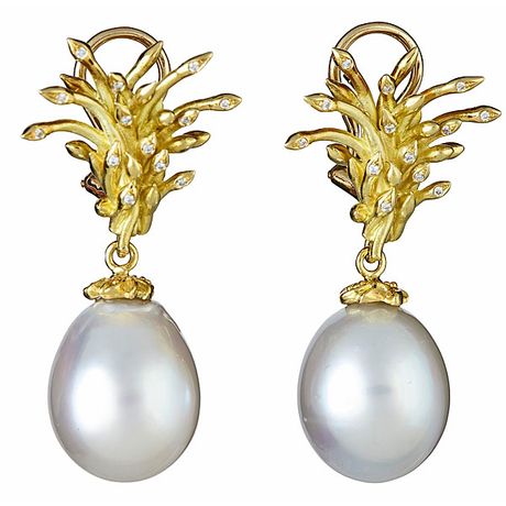 18k yellow gold, South Sea barock pearls SEEDS PEARL EARRINGS
