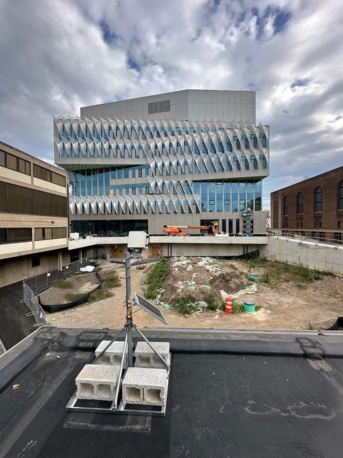 A lower angle capturing the courtyard's transformation