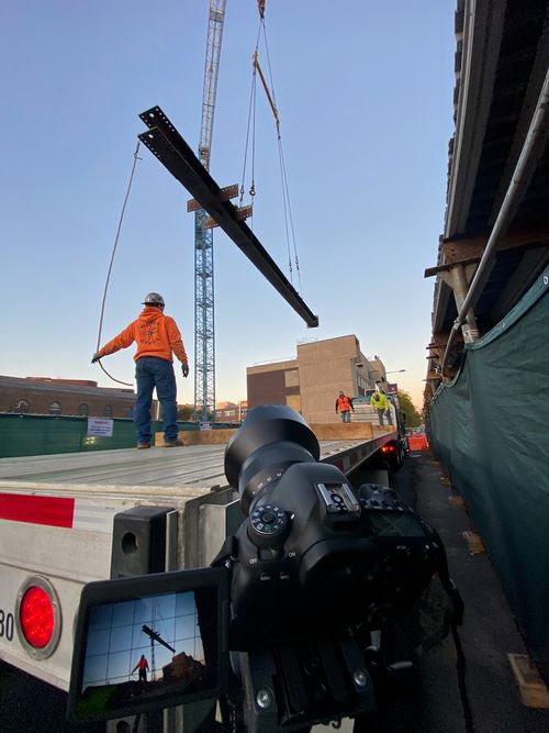 A short-term timelapse of the first day of steel installation