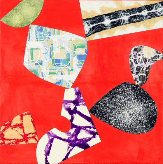 "Shanghai Red"  2012 20x20 collage on canvas