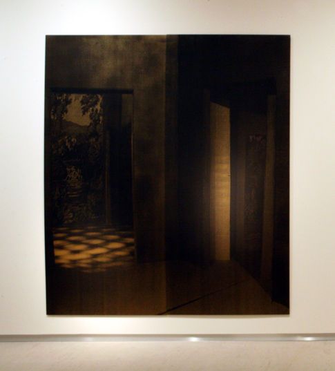 Fuga a 6 voces (Díptico I), 2007. Serigrafía sobre seda, 250 x 220 cm. Foto: Luis Asin, cortesía Galería Marian Goodman, Nueva York.