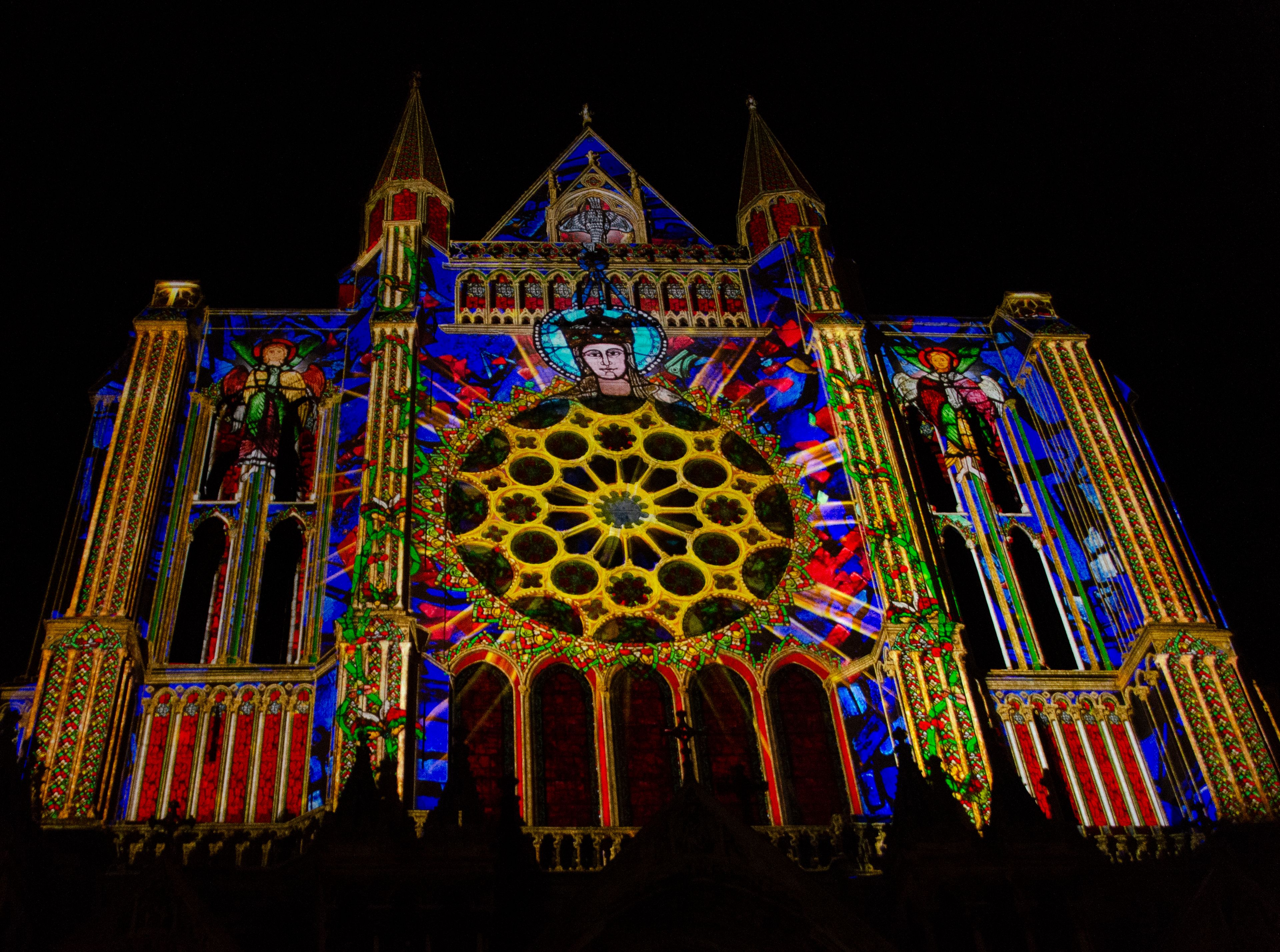 Light show,  Chartres Cathedral, France