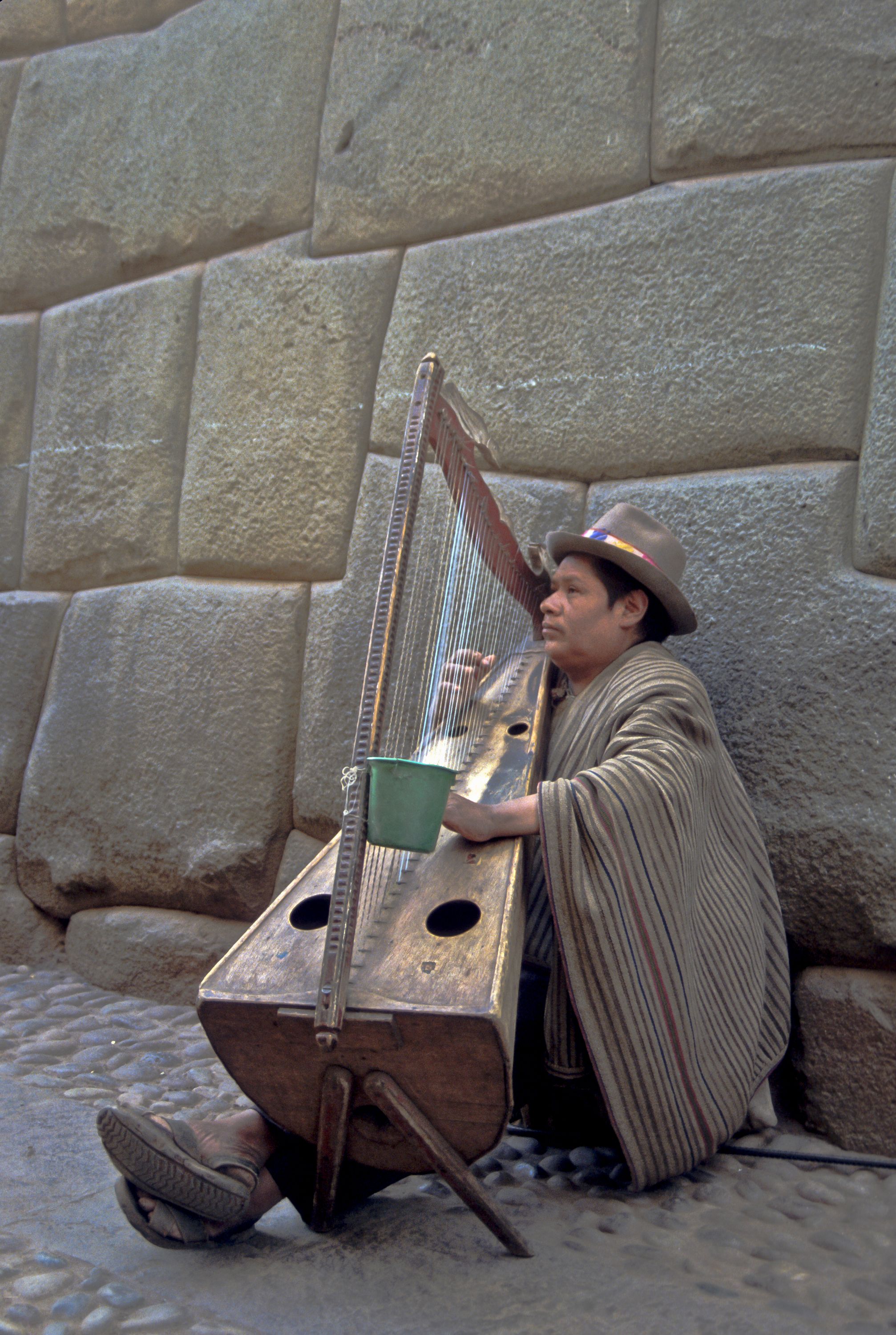 Blind musician, Cuzco, Peru