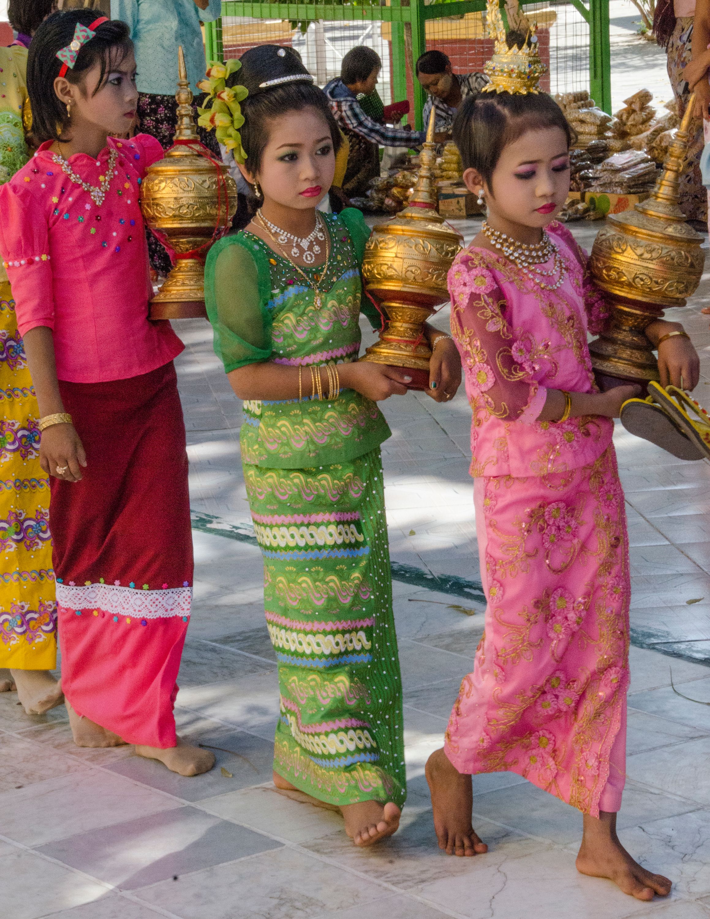 Girls in Ceremonial Ritual, Myanmar