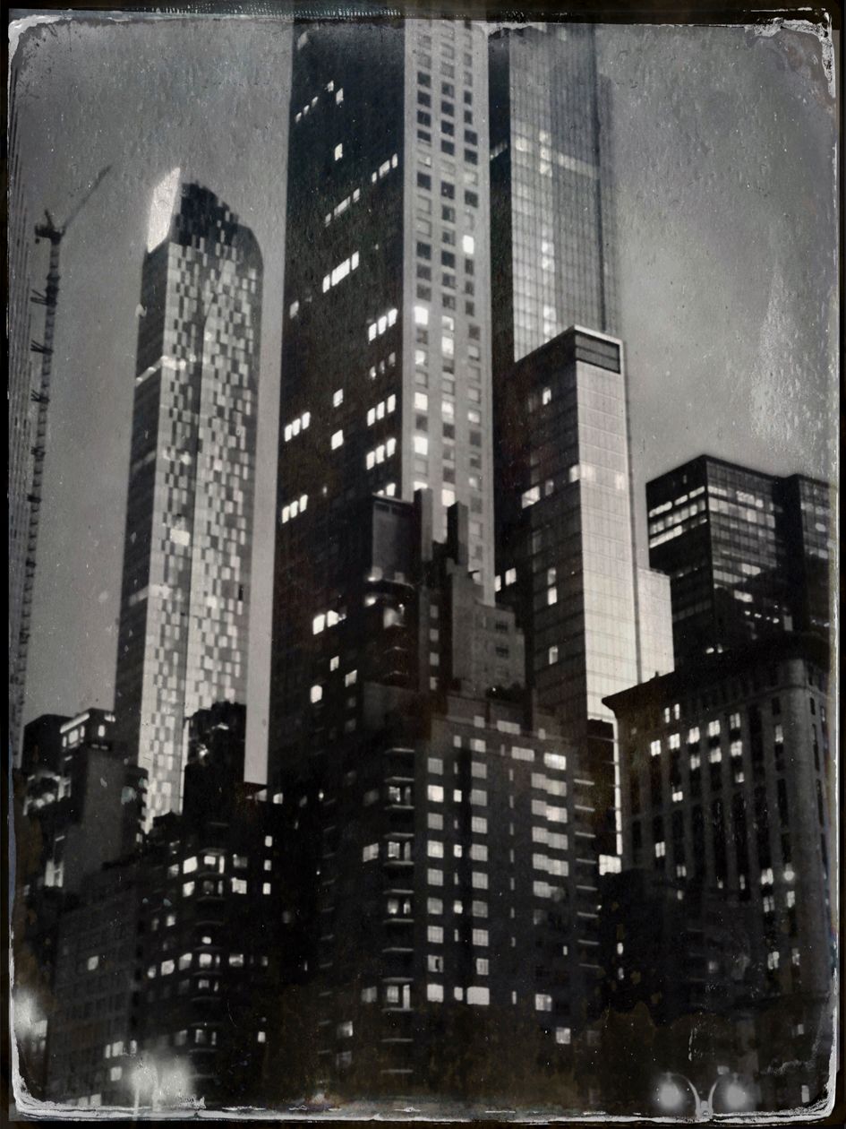 Columbus Circle looking skyward and east