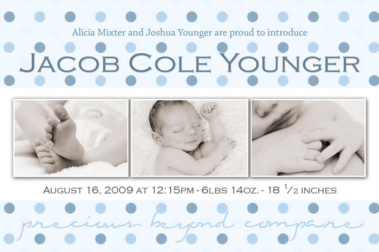 Jacob birth announcement