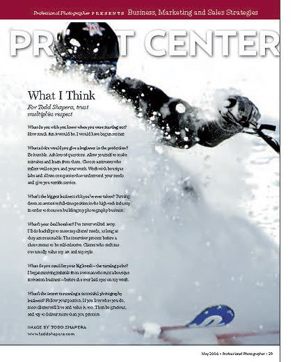 Professional Photographer magazine Powder Skier, Alta Utah