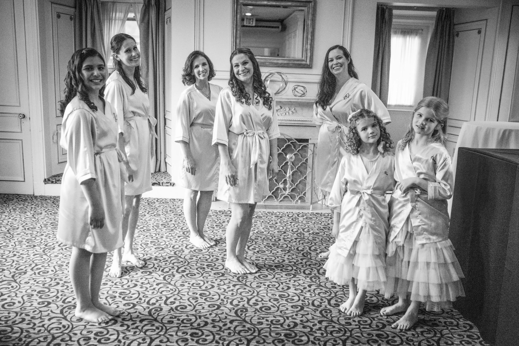 Bridesmaids In Their Robes At Tappan Hill Mansion