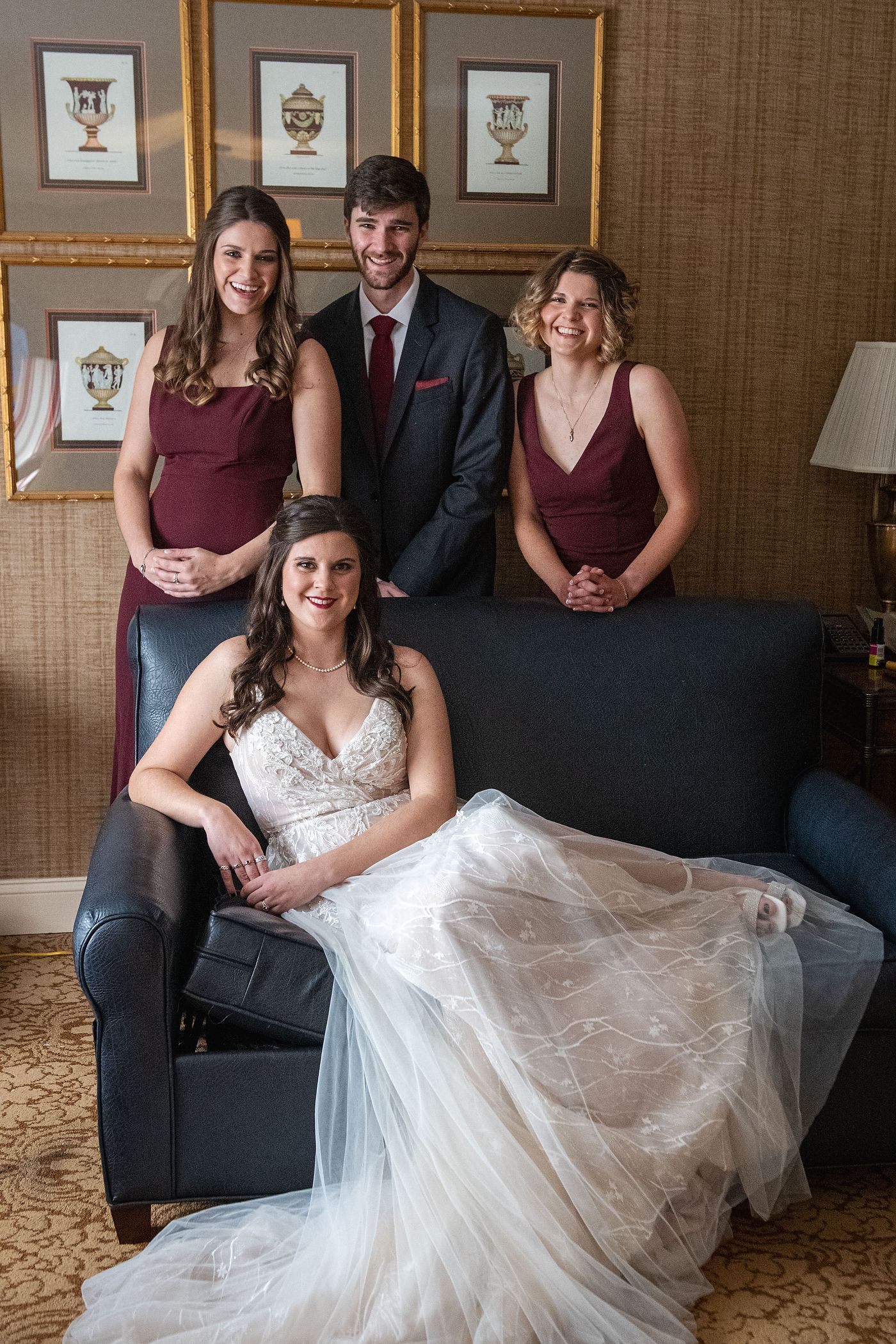 Bride In Her Suite With  Her Bridal Party