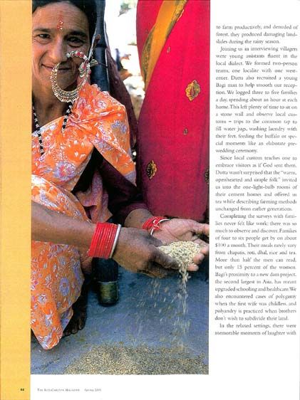 The Ritz Carlton magazine. Himalayan Woman with Nose Ring and Grain