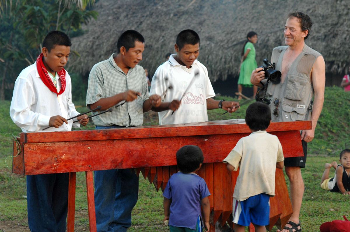 Indigenous music on the lawn in Midway, Belize.