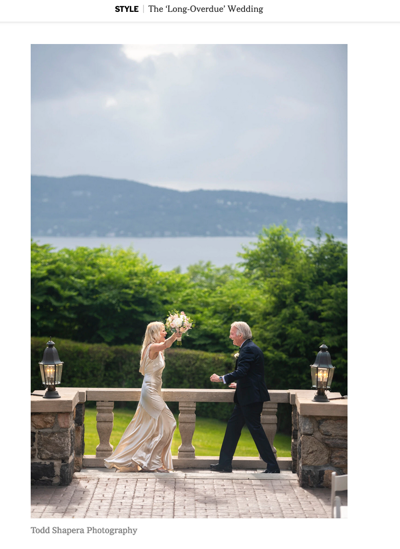 The Wedding Couple Backed By The Hudson River