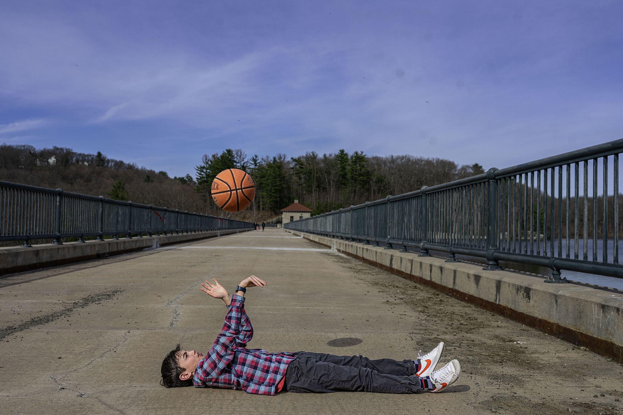 Josh and His Basketball On His Bar Mitzvah Portrait Shoot