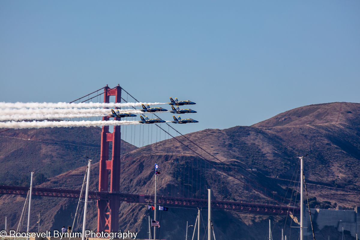 Blue Angels over Golden Gate Bridge South Tower 
