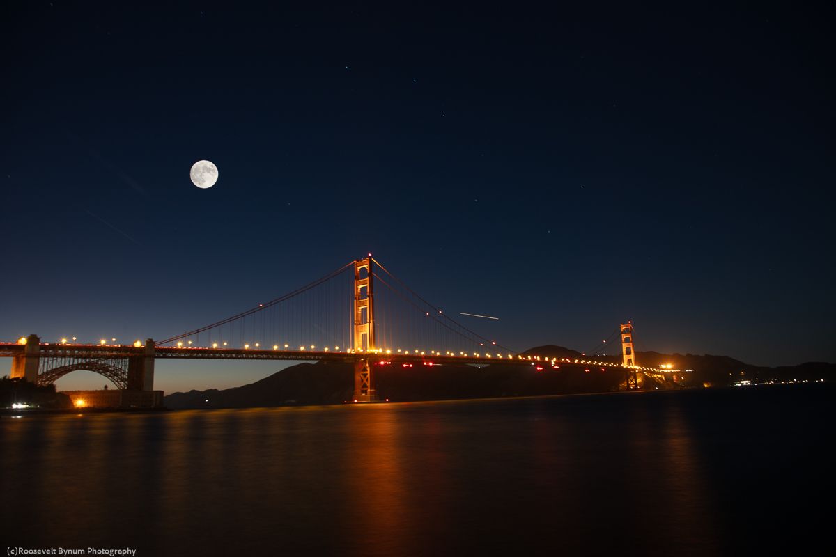 Moon Over Golden Gate Bridge