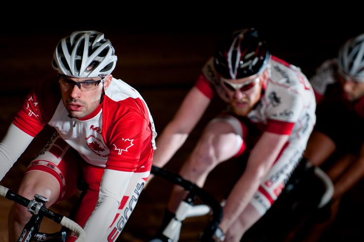 Bruce Denis, Jesse Reams and Daniele DeFranceschi at the Burnaby Velodrome Bare Bones Challenge Race November 2009 1bike_race_velodrome