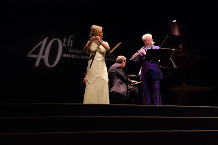 Sanford-Burnham-Preby's Medical Discovery Institute hosts a tribute concert for it's 40th anniversary with Sir James & Lady Galway with Phillip Moll at the Museum of Contemporary Art San Diego in La Jolla, California. CONCERT: Sanford-Burnahm-Prebys Tribute Concert