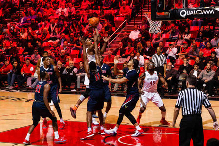 The San Diego State Aztec's mens basketball team hosts Fresno State Wednesday night. The Bulldogs beat the Aztecs 63-55. www.sdsuaztecphotos.com BASKETBALL: San Diego State v Fresno State
