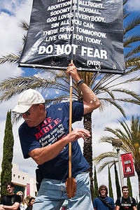 Protester on campus of San Diego State