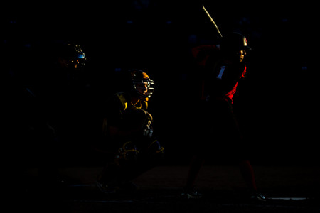 San Diego State softball hosts Minnesota on day two of the San Diego Classic I at Aztec Softball Stadium. San Diego State outfielder Megan Smith (1) seen here at bat in the bottom of the third inning as the sun sets on Aztec Stadium. The Aztecs beat the #21/20 Gophers 6-2.
Sunset Golden Hour Light