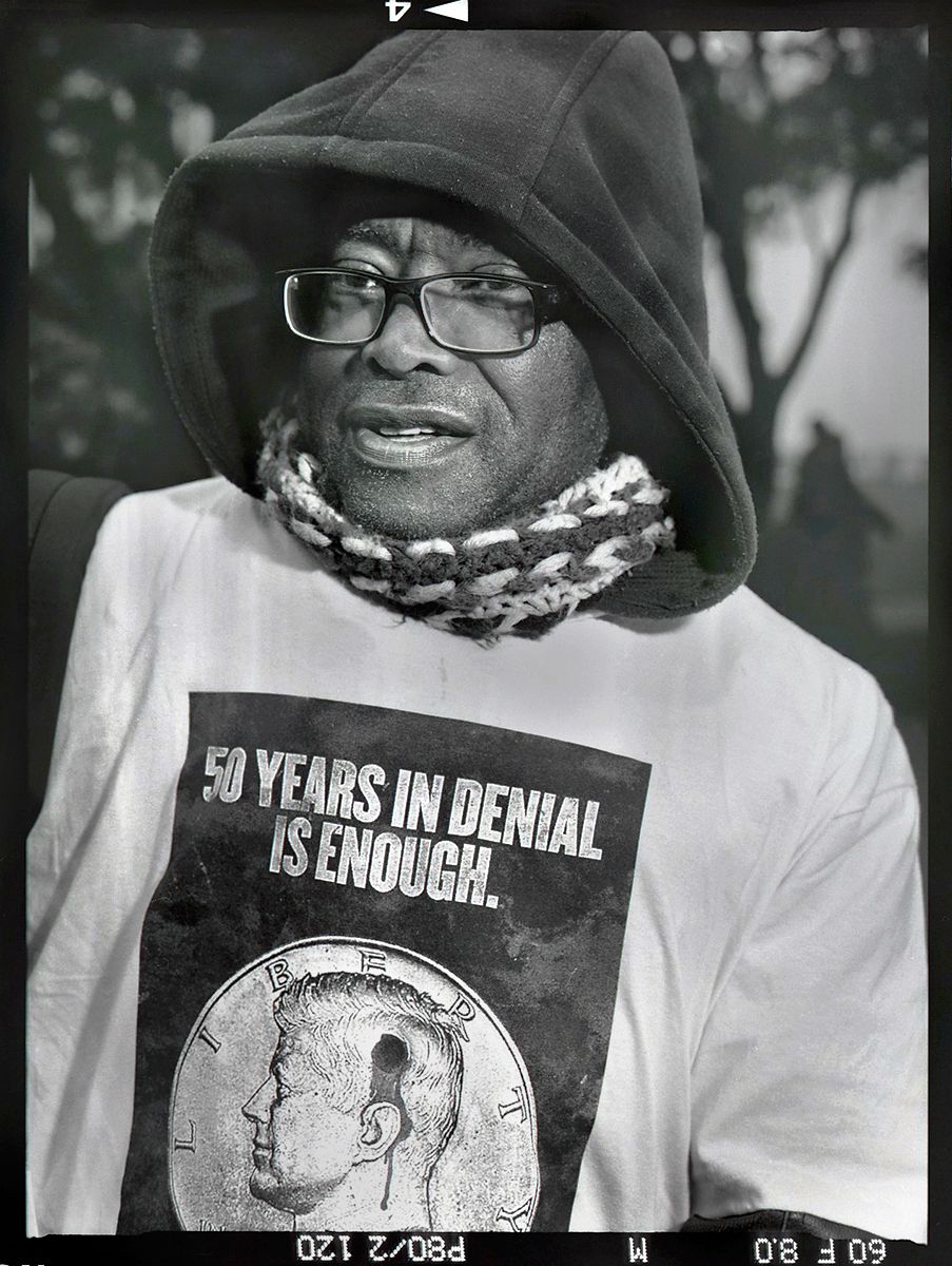 LEWIS ABRAM, IN DALLAS FOR THE 'COALITION ON POLITICAL ASSASSINATIONS' (COPA) CONFERENCE